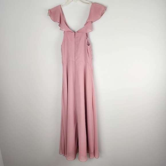 Azazie Women’s Elegant Bridesmaid Maxi Dusty Rose Dress Open Back Zipper Size XS - Picture 4 of 8